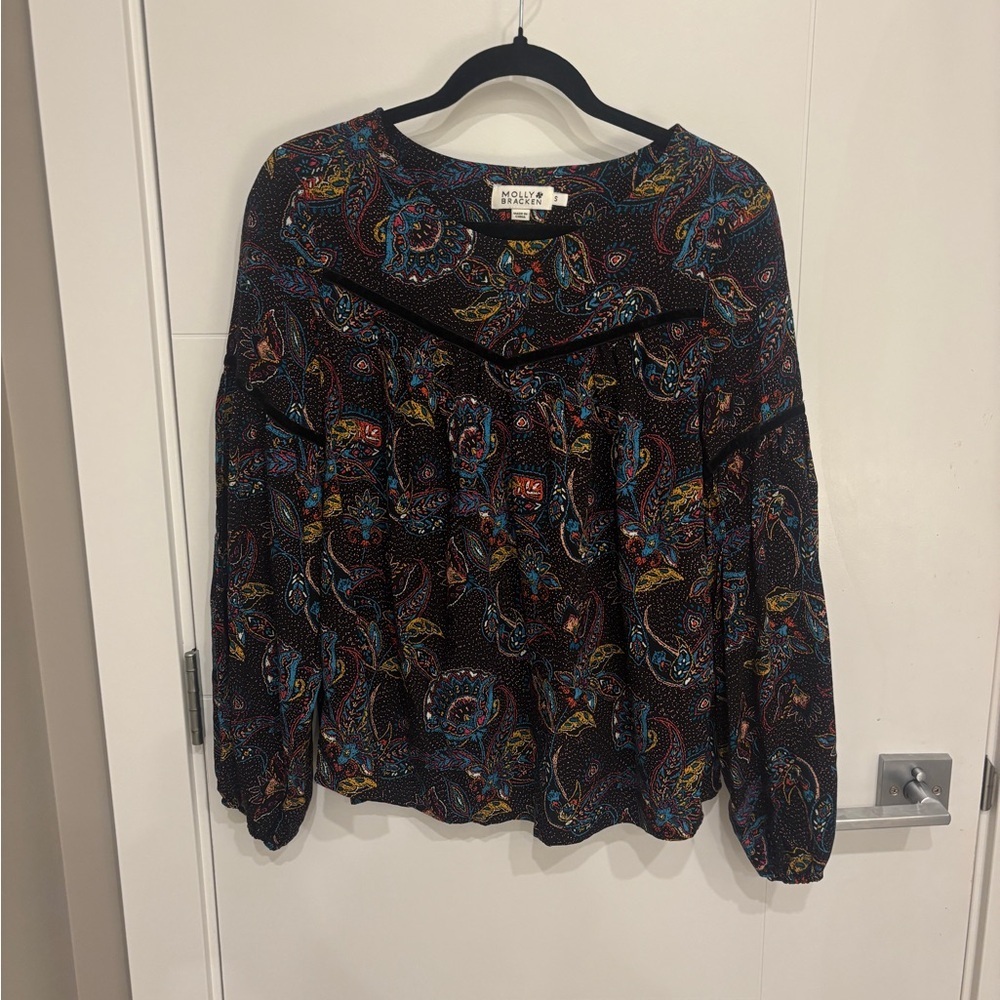 Molly Bracken Black Paisley Blouse